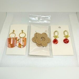 Lot 3 Sets Boutique Earrings - Acrylic - Lightweight